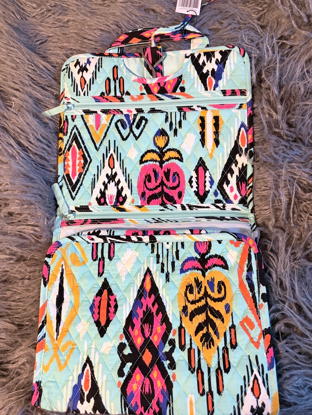 Vera Bradley Pueblo Print Quilted Patterned Hanging Organizer - Aqua Multicolor - Picture 6 of 7